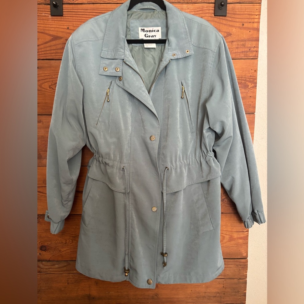 Vintage 80s 90s Jacket Softshell Zip - Dusty Blue